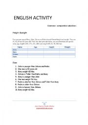English Worksheet: Logic Puzzle/ comparative adjective