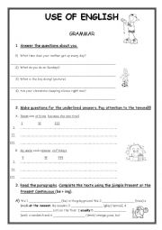 English Worksheet: Grammar Revision