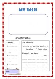 English Worksheet: Creating New Dish