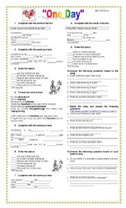 English Worksheet: One Day 