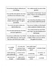 English Worksheet: Discussion prompts: scenarios and objects