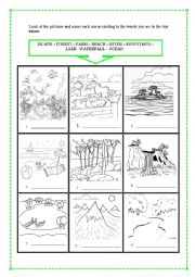 English Worksheet: NATURE AND LANDSCAPE