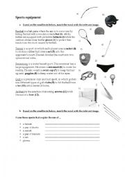 English Worksheet: Sports equipment