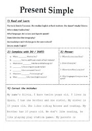 English Worksheet: Present Simple