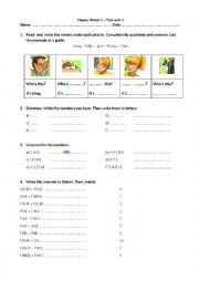 English Worksheet: Happy Street 1 - Test unit 1