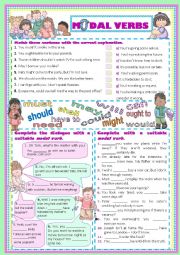 English Worksheet: MODALS - Practice