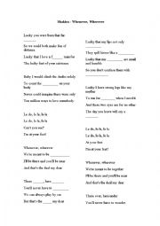 English Worksheet: Shakira - Wherever, whenever