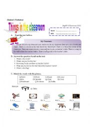 English Worksheet: Things in the classroom