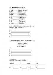 verb to be, numbers, nationalities 