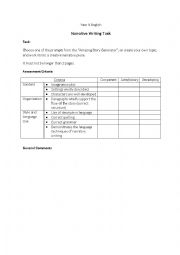 English Worksheet: Assessment Rubric for a Narrative 