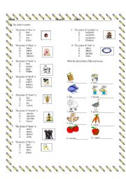 English Worksheet: PLURALS