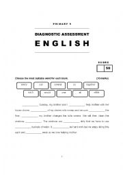 English Worksheet: Primary / Year 5 Diagnostics Assessment