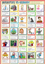 English Worksheet: Infinitive vs gerund:complete the sentences