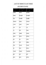 irregular verbs (elementary)