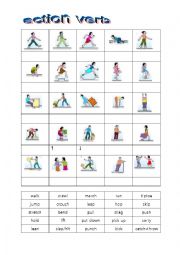 English Worksheet: action verbs