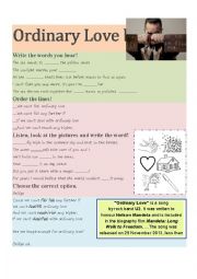 English Worksheet: Ordinary Love by U2