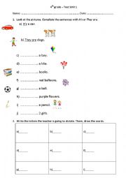 English Worksheet: Happy Street 2 - Test uni 1