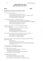 English Worksheet: Chemistry Test 2