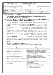 test for 7 th forms Tunisian pupils