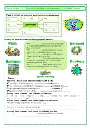 English Worksheet: Lesson n27 :Our Wolrd Our Environment (part1)