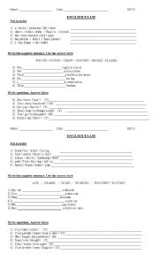 English Worksheet: Past simple - exam