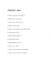 English Worksheet: Alphabet Quiz
