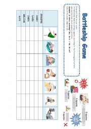 English Worksheet: Battleship game - present continuous