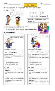 English Worksheet: One or Ones