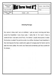 English Worksheet: Mid-Term Test 2