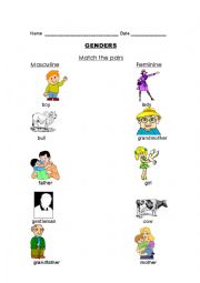 English Worksheet: gender match