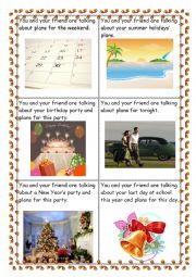 English Worksheet: speaking cards about plans