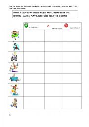 English Worksheet: abilities and sentences