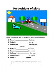 English Worksheet: Prepositions of place