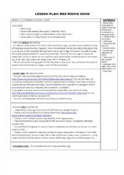 English Worksheet: LITTLE RED RIDING HOOD LESSON PLAN
