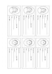 English Worksheet: Presentation Cards 