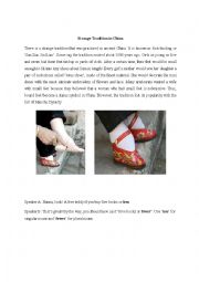 English Worksheet: China Strange Tradition