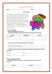 English Worksheet: PRACTICE TEST