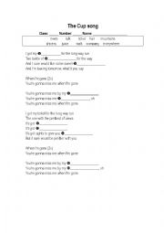 English Worksheet: The Cup Song Gap Fills (When Im Gone)