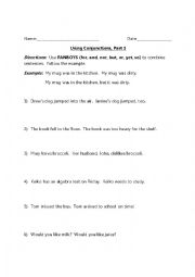 English Worksheet: Conjunctions Practice