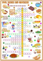 English Worksheet: food , and drinks ;crossword puzzle