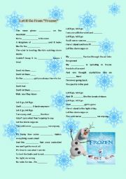 English Worksheet: Simple Song Activity_Let it Go_from Frozen