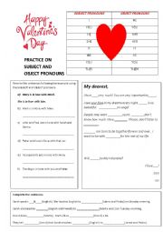 English Worksheet: SUBJECT AND OBJECT PRONOUNS