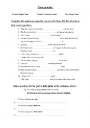 English Worksheet: Tense practice - Present Simple, Present Continuous, Past Simple