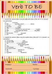 English Worksheet: Verb To Be - Exercises