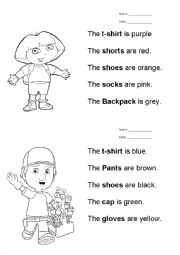 English Worksheet: Color my clothes
