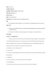 English Worksheet: lesson plan about past continuous
