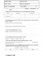 English Worksheet: exam