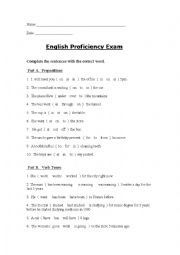 English Worksheet: Intermediate proficiency exam 