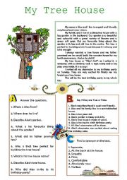 English Worksheet: My Tree House - reading