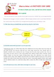 English Worksheet: What to write in a Motehrs day card